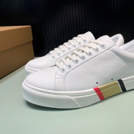 Burberry New Calfskin White Lace Up Sneakers For Men