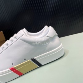 Burberry New Calfskin White Lace Up Sneakers For Men