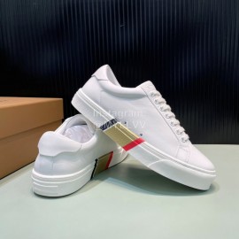 Burberry New Calfskin White Lace Up Sneakers For Men