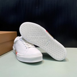 Burberry New Calfskin White Lace Up Sneakers For Men