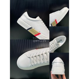 Burberry New Calfskin White Lace Up Sneakers For Men