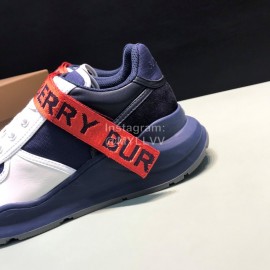 Burberry Nylon Strap Vintage Cowhide Thick Soled Sneakers For Men Blue