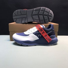 Burberry Nylon Strap Vintage Cowhide Thick Soled Sneakers For Men Blue