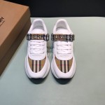 Burberry Nylon Strap Vintage Cowhide Thick Soled Sneakers For Men Khaki