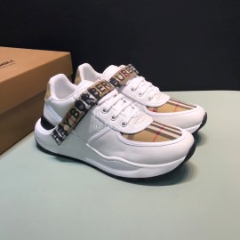 Burberry Nylon Strap Vintage Cowhide Thick Soled Sneakers For Men Khaki