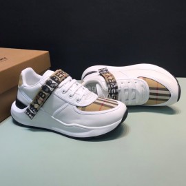 Burberry Nylon Strap Vintage Cowhide Thick Soled Sneakers For Men Khaki