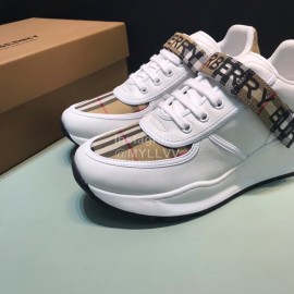 Burberry Nylon Strap Vintage Cowhide Thick Soled Sneakers For Men Khaki