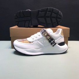 Burberry Nylon Strap Vintage Cowhide Thick Soled Sneakers For Men Khaki