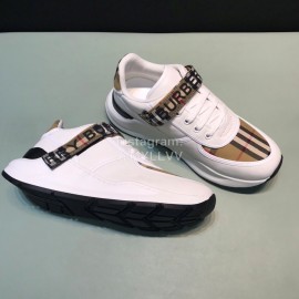 Burberry Nylon Strap Vintage Cowhide Thick Soled Sneakers For Men Khaki