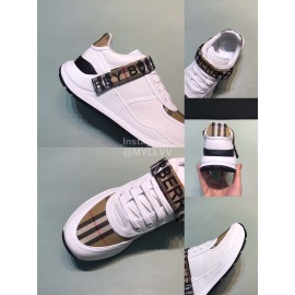 Burberry Nylon Strap Vintage Cowhide Thick Soled Sneakers For Men Khaki