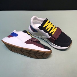 Burberry Vintage Leather Lace Up Velcro Sneakers For Men Wine Red