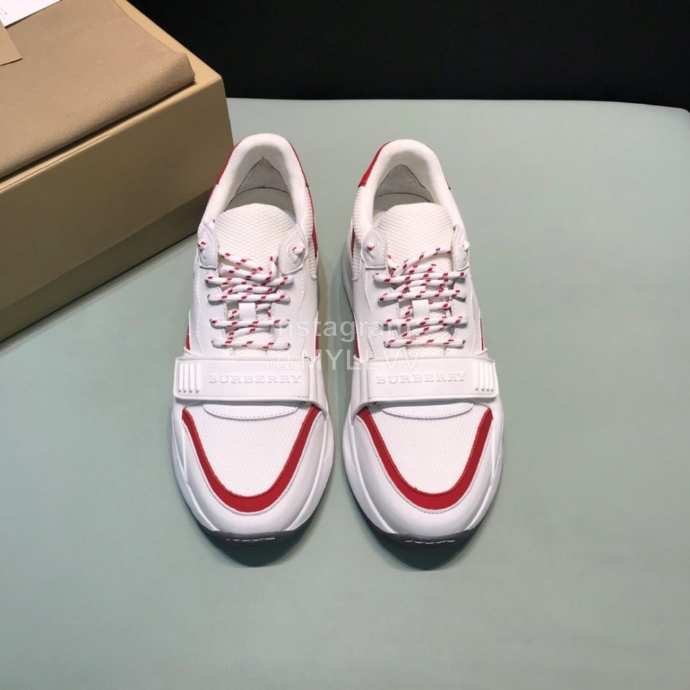 Burberry Vintage Leather Velcro Lace Up Sneakers For Men Red