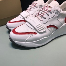 Burberry Vintage Leather Velcro Lace Up Sneakers For Men Red