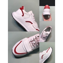 Burberry Vintage Leather Velcro Lace Up Sneakers For Men Red