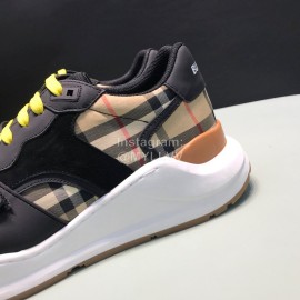 Burberry Vintage Leather Velcro Lace Up Sneakers For Men Black