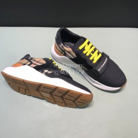 Burberry Vintage Leather Velcro Lace Up Sneakers For Men Black