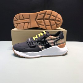Burberry Vintage Leather Velcro Lace Up Sneakers For Men Black