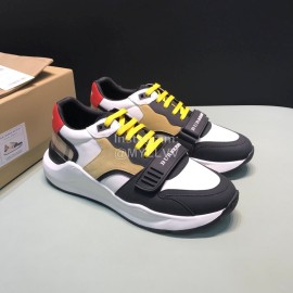 Burberry Vintage Leather Velcro Lace Up Sneakers For Men