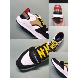 Burberry Vintage Leather Velcro Lace Up Sneakers For Men