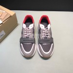 Burberry Vintage Leather Velcro Lace Up Sneakers For Men Gray