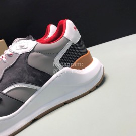Burberry Vintage Leather Velcro Lace Up Sneakers For Men Gray