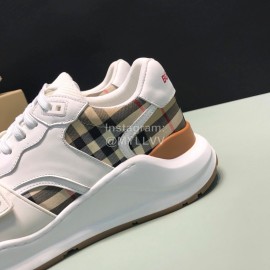 Burberry Vintage Plaid Leather Velcro Lace Up Sneakers For Men