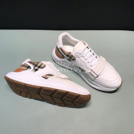 Burberry Vintage Plaid Leather Velcro Lace Up Sneakers For Men