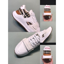 Burberry Vintage Plaid Leather Velcro Lace Up Sneakers For Men