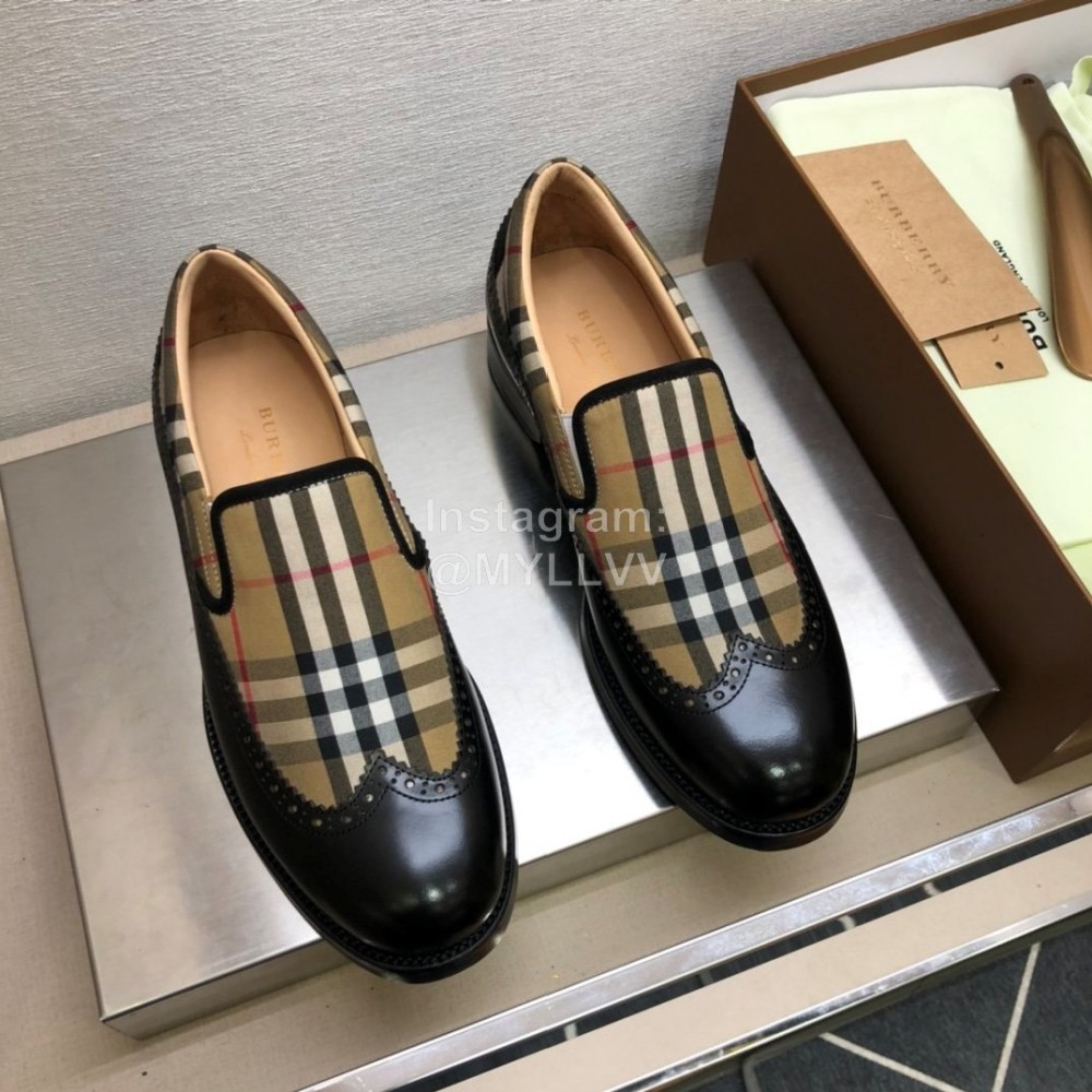 Burberry Vintage Plaid Calf Leather Shoes For Men