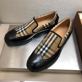 Burberry Vintage Plaid Calf Leather Shoes For Men