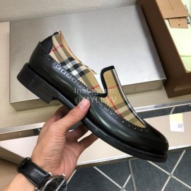 Burberry Vintage Plaid Calf Leather Shoes For Men