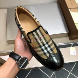 Burberry Vintage Plaid Calf Leather Shoes For Men