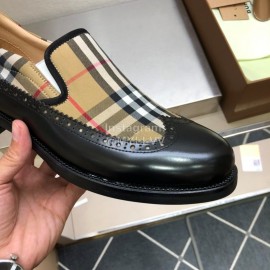Burberry Vintage Plaid Calf Leather Shoes For Men