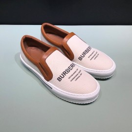 Burberry Napa Leather Lettered Printed Casual Shoes For Men Pink