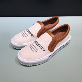 Burberry Napa Leather Lettered Printed Casual Shoes For Men Pink