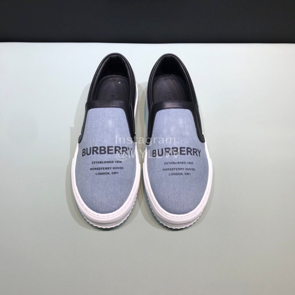 Burberry Napa Leather Lettered Printed Casual Shoes For Men Gray