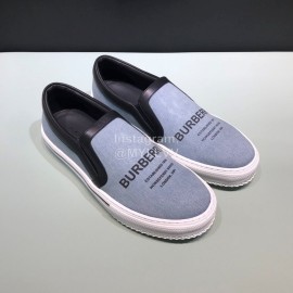 Burberry Napa Leather Lettered Printed Casual Shoes For Men Gray