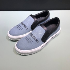 Burberry Napa Leather Lettered Printed Casual Shoes For Men Gray