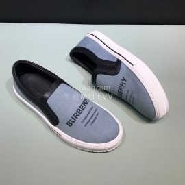 Burberry Napa Leather Lettered Printed Casual Shoes For Men Gray