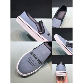 Burberry Napa Leather Lettered Printed Casual Shoes For Men Gray