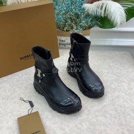 Burberry Autumn Winter Calf Thick Soles Chelsea Boots For Women Black