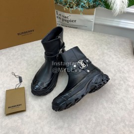 Burberry Autumn Winter Calf Thick Soles Chelsea Boots For Women Black