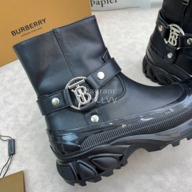 Burberry Autumn Winter Calf Thick Soles Chelsea Boots For Women Black