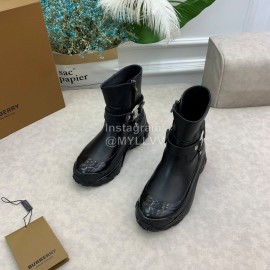 Burberry Autumn Winter Calf Thick Soles Chelsea Boots For Women Black