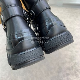 Burberry Autumn Winter Calf Thick Soles Chelsea Boots For Women Black