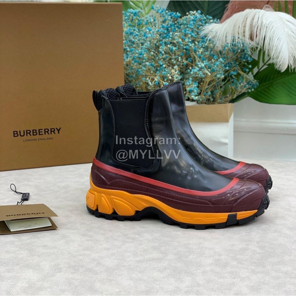 Burberry Autumn Winter Calf Thick Soles Chelsea Boots For Women Orange