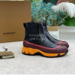 Burberry Autumn Winter Calf Thick Soles Chelsea Boots For Women Orange
