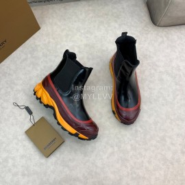 Burberry Autumn Winter Calf Thick Soles Chelsea Boots For Women Orange