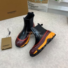 Burberry Autumn Winter Calf Thick Soles Chelsea Boots For Women Orange