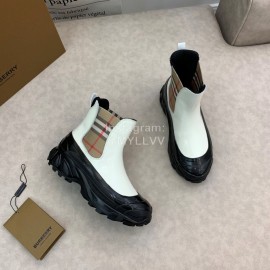 Burberry Autumn Winter Calf Thick Soles Chelsea Boots For Women White